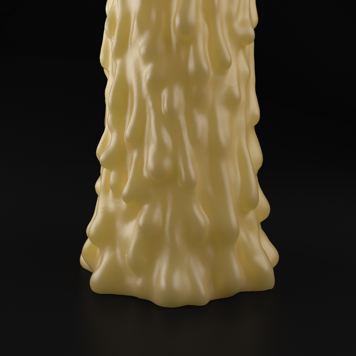 Detailed view of the Magic Candle digital sculpture highlighting handcrafted wax formations and realistic candle surface